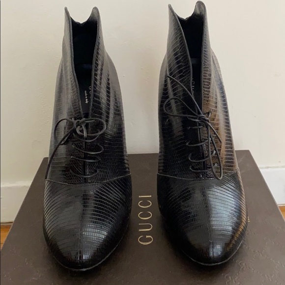 Gucci Lizard Boston Booties - Picture 1 of 6